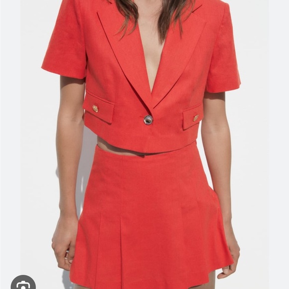 Zara Red Linen Skort Set - Picture 2 of 6